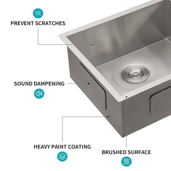 Elite All Stainless 1 Bowl Sink W 18 Drain Board L