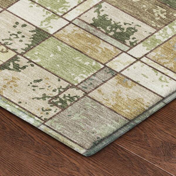 Mayfield Premium Machine Washable Abstract AMF2442 Olive 10 ft. x 14 ft. Area Rug