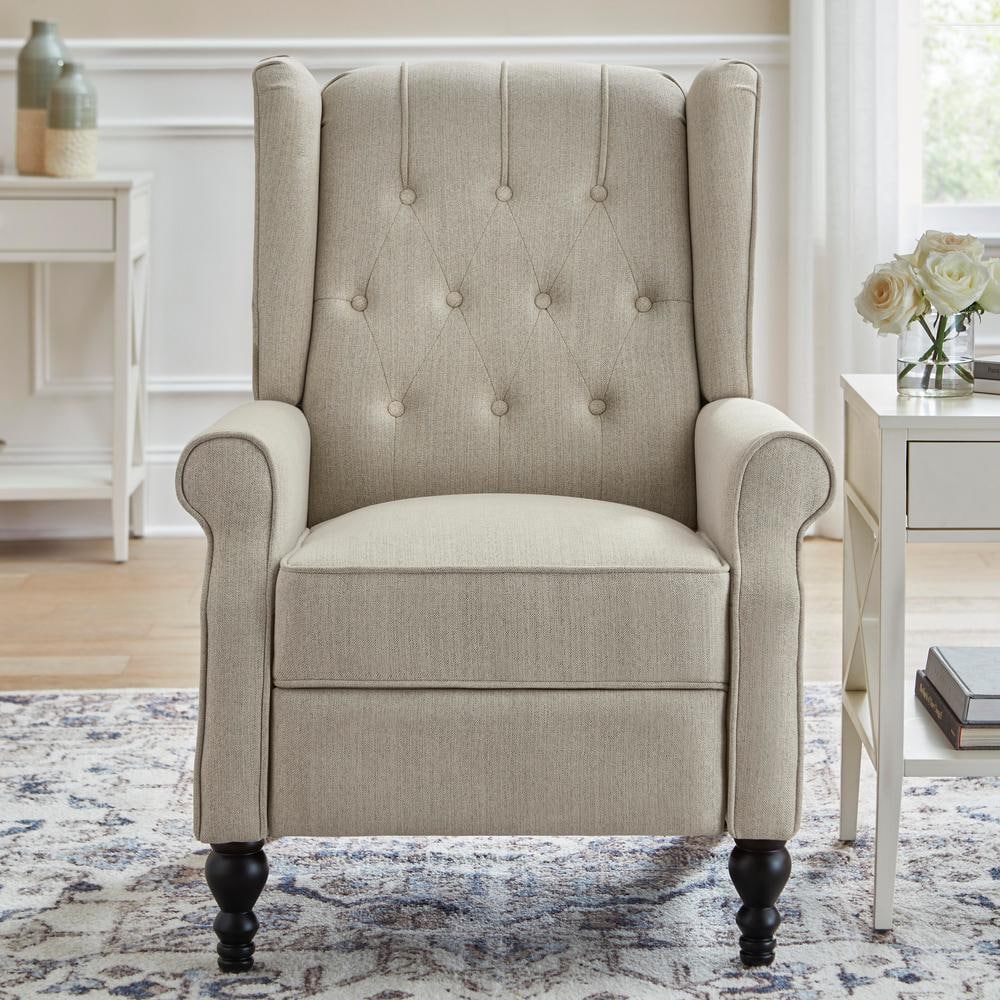 StyleWell Waybrook Biscuit Beige Upholstered Tufted Wingback Pushback ...