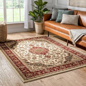 Barclay Medallion Kashan Ivory 4 ft. x 5 ft. Traditional Area Rug