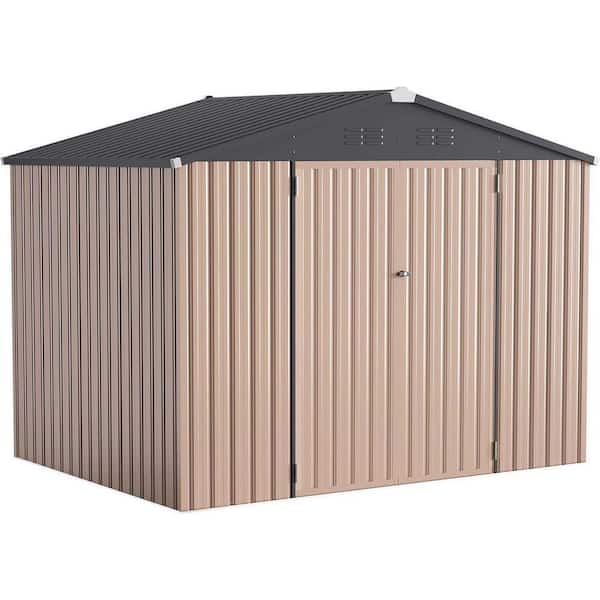 8 ft. W x 6 ft. D Brown Metal Shed with Lockable Door, Vents (48 sq. ft.)