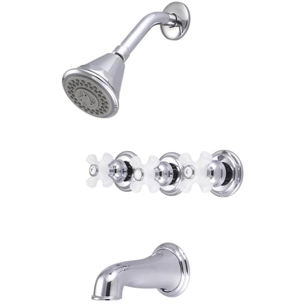 8968-B3 Triple Handle 4-Spray Tub and Shower Faucet 1.75 GPM in. Chrome Valve Included