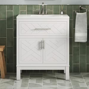 Accra 30 in. W x 19.2 in. D x 36.1 in. H Single Sink Freestanding Bath Vanity in White with Quartz Top