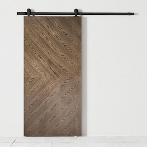 Bani 40 in. x 83 in. Dark Modern Wood Door With Sliding Barn Door Hardware Kit