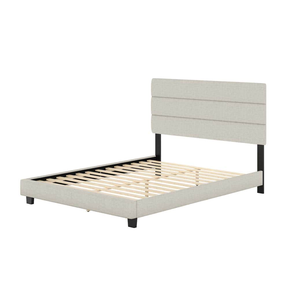 Boyd Sleep Sicily Upholstered Linen Tri Panel Platform Bed Frame with ...