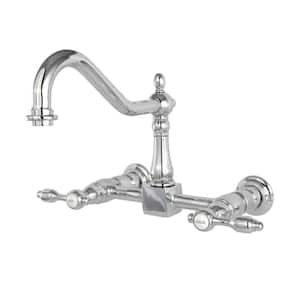 Tudor 2-Handle Wall Mount Kitchen Faucets in Polished Chrome