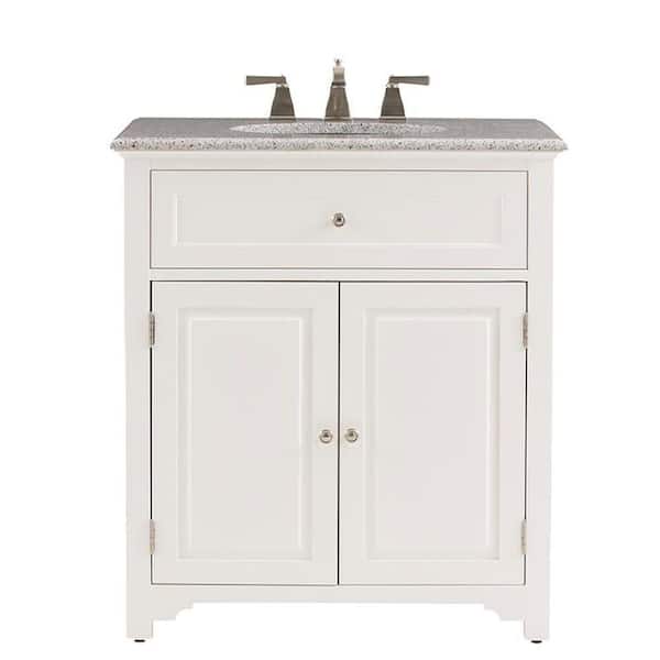 Home Decorators Collection Halifax 32 in. Vanity in White with Granite Vanity Top in Grey