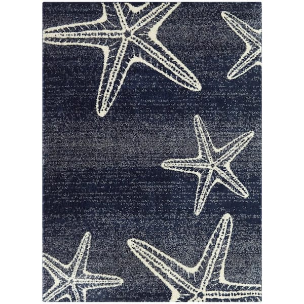 Wade Navy Blue 5 ft. x 7 ft. Animal Print Area Rug