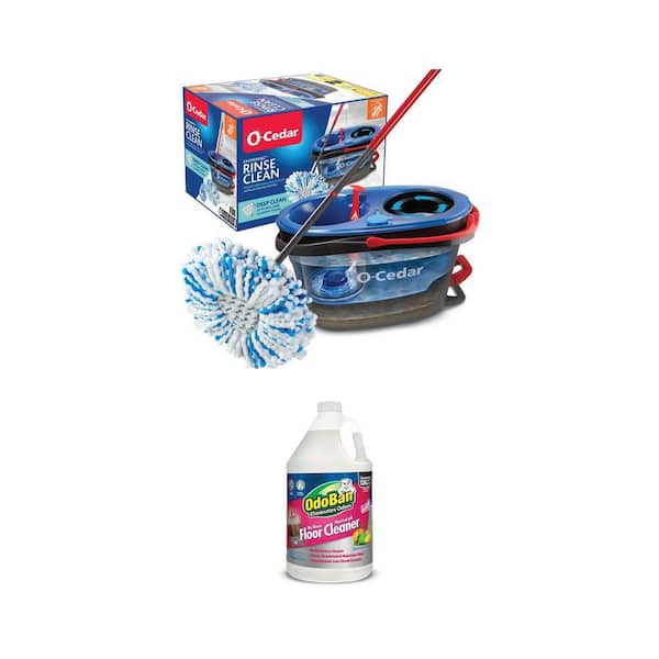 RinseClean Spin Mop with Microfiber Head and 1 Gal. pH Neutral Hardwood/Laminate Floor Cleaner Combo