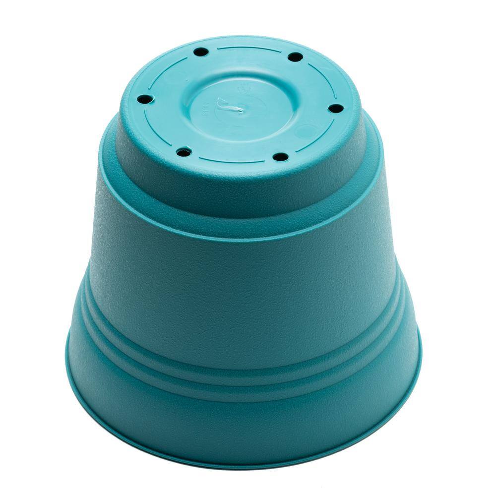 Bermuda Teal Saturn 12" Polypropylene Planter with Saucer