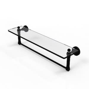 Waverly Place Collection 22 in. Glass Vanity Shelf with Integrated Towel Bar in Matte Black