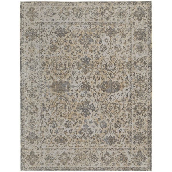 HomeRoots 9 ft. x 12 ft. Gray, Ivory Solid Color Area Rug