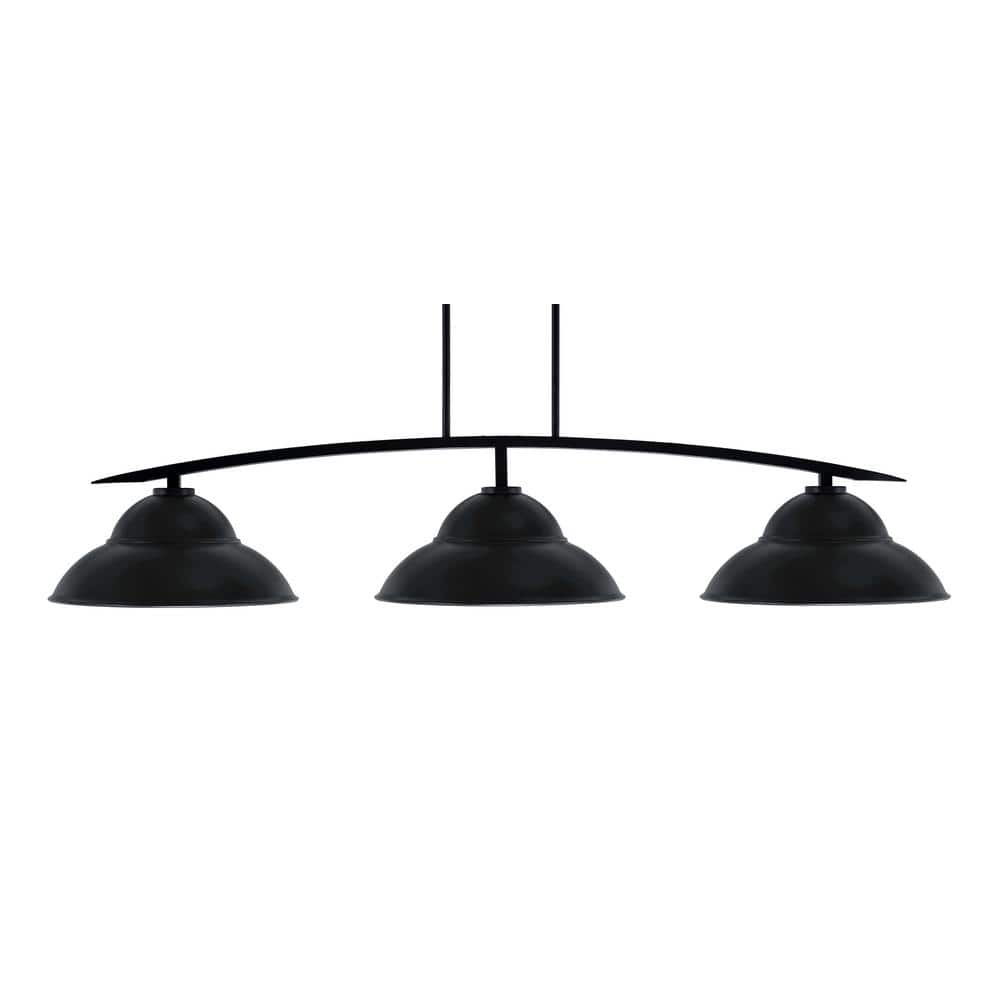 Siena 3-Light Matte Black Billiard Light with 16 in. Matte Black Metal Shad