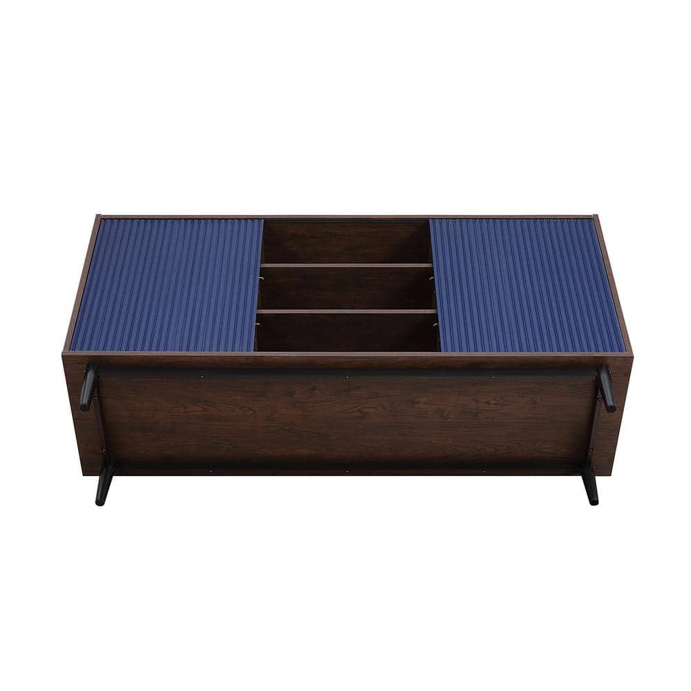 Duane 59" Dark Brown and Navy Blue Ribbed Sideboard