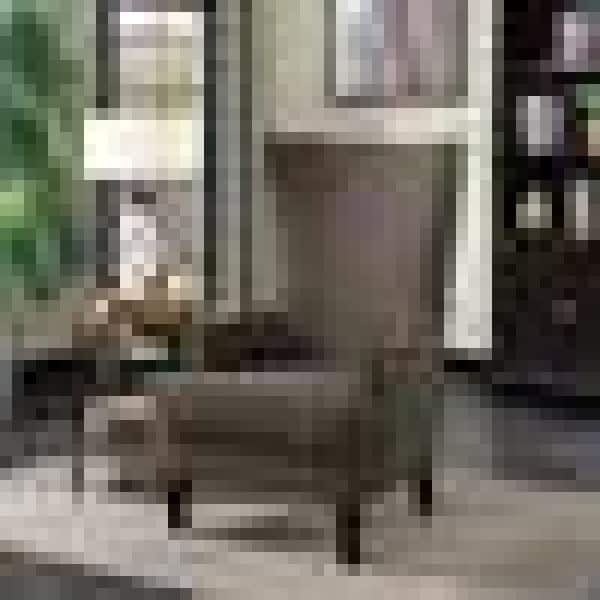 Heirloom Charcoal Gray Wood Accent Chair with Studded Trim