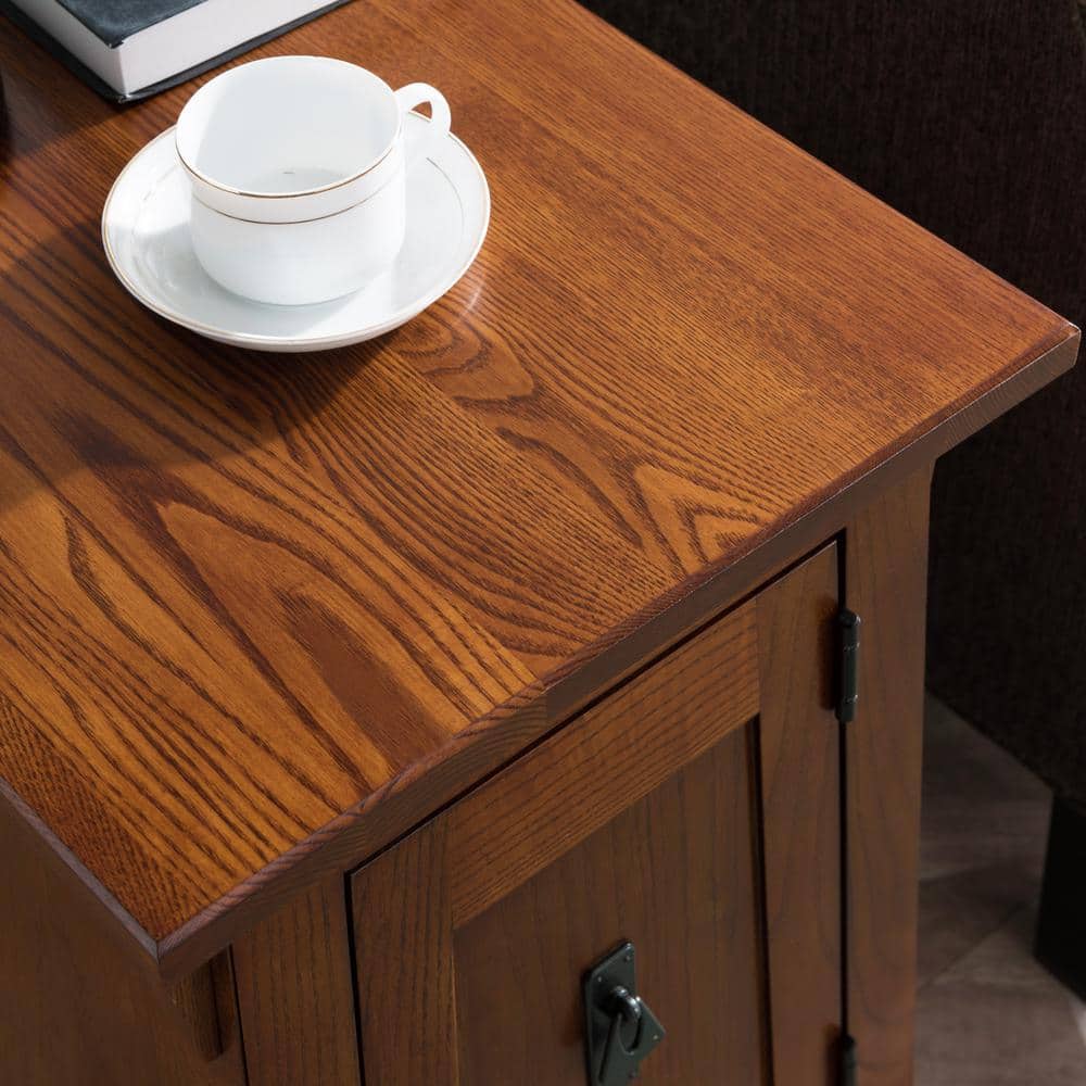 Russet Solid Wood Mission Cabinet End Table with Storage