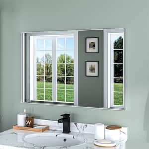 24 in. W x 36 in. H Silver Aluminum Rectangle Framed Tempered Glass Wall-Mounted Bathroom Mirror