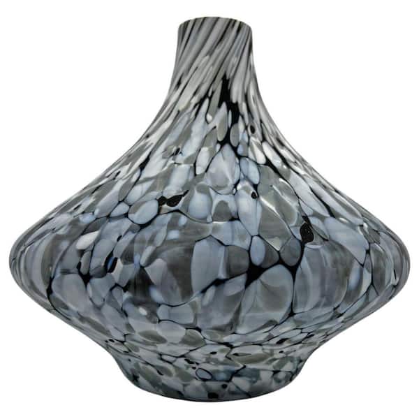 Gray 12 in. Patterned Lamp Gourd Glass Vase