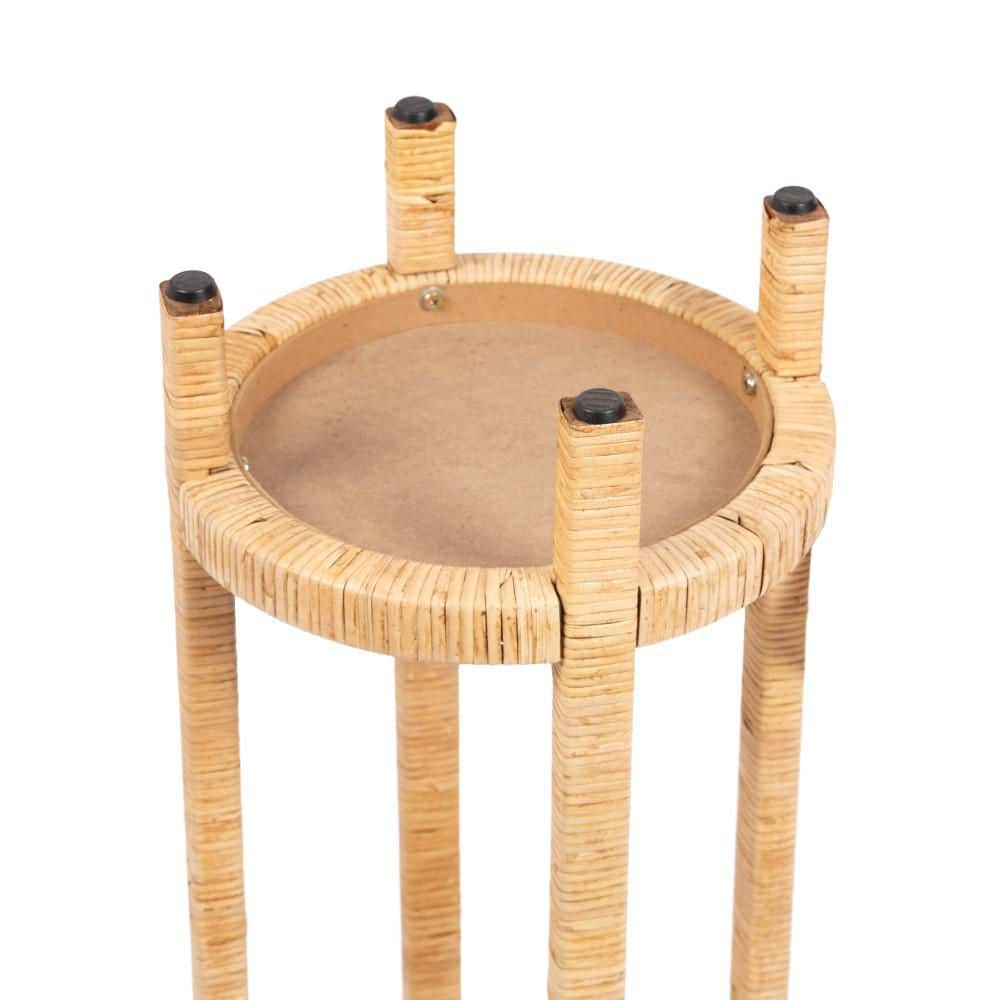 Rafina 12 in. Natural Brown Round Wicker End Table - thumbnail 3