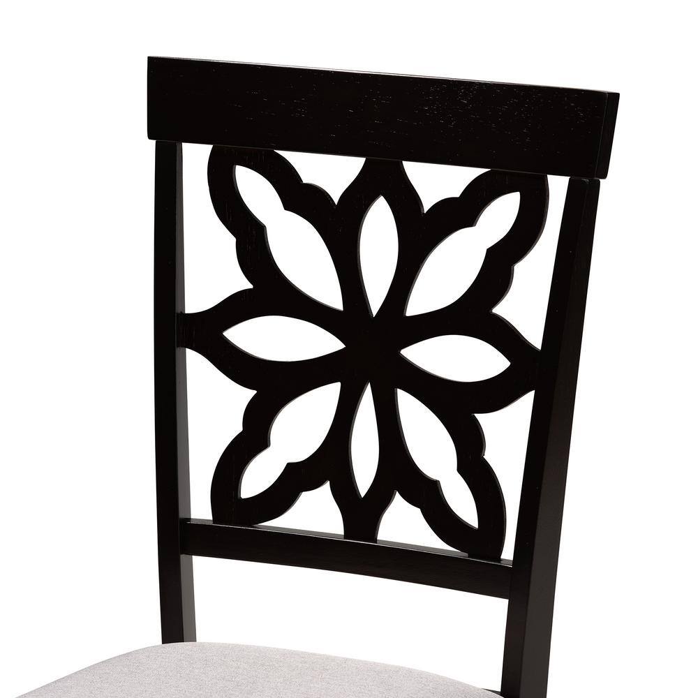 Dallas Dark Brown Wood and Grey Fabric 7-Piece Dining Set