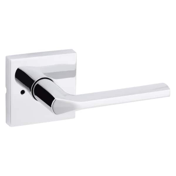 Kwikset Lisbon Square Polished Chrome Privacy Bed/Bath Door Handle with Lock