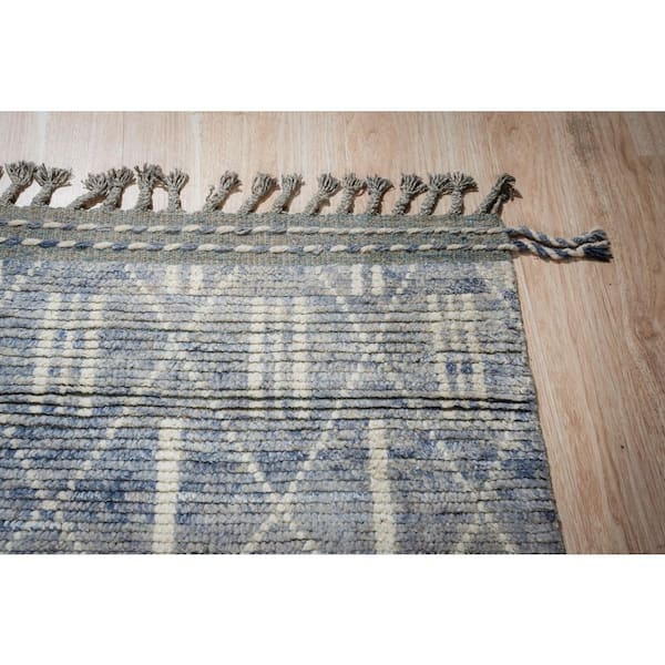 Blue 8 ft. x 12 ft. Hand-Knotted Wool Contemporary Marrakech Handspun, Elegant and Durable Rug for Enhance, Area Rug