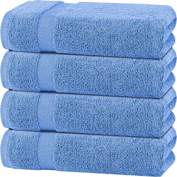 Light Blue 4-Piece 100% Combed Cotton Towel Set, 54"L x 27"W