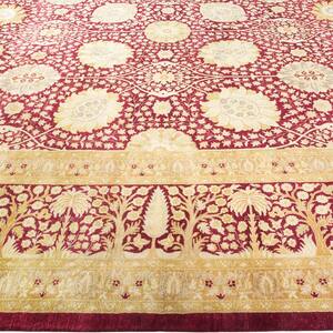 Mogul One-of-a-Kind Traditional Purple 12 ft. 2 in. x 17 ft. 6 in. Floral Area Rug