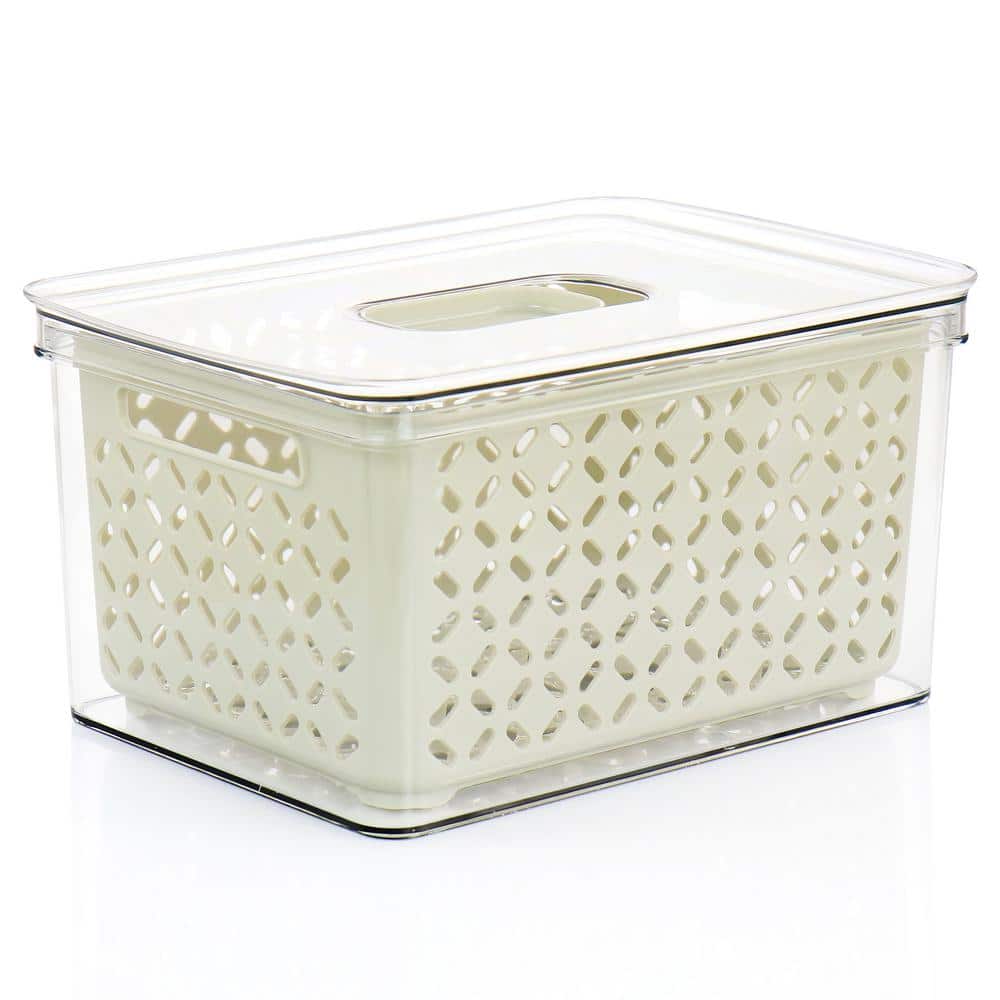Large White BPA-Free Plastic Food Storage Container with Colander