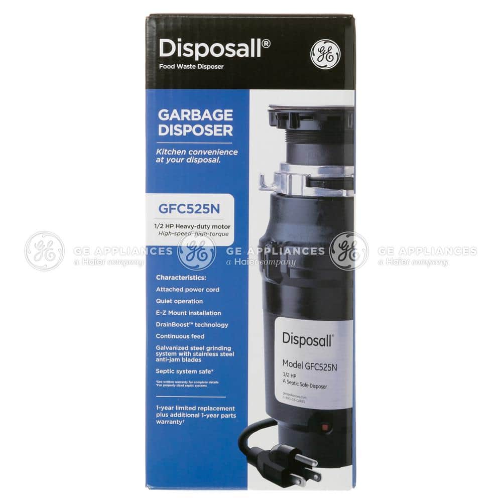 GE 1/2 HP Continuous Feed Garbage Disposal with Stainless Steel Components