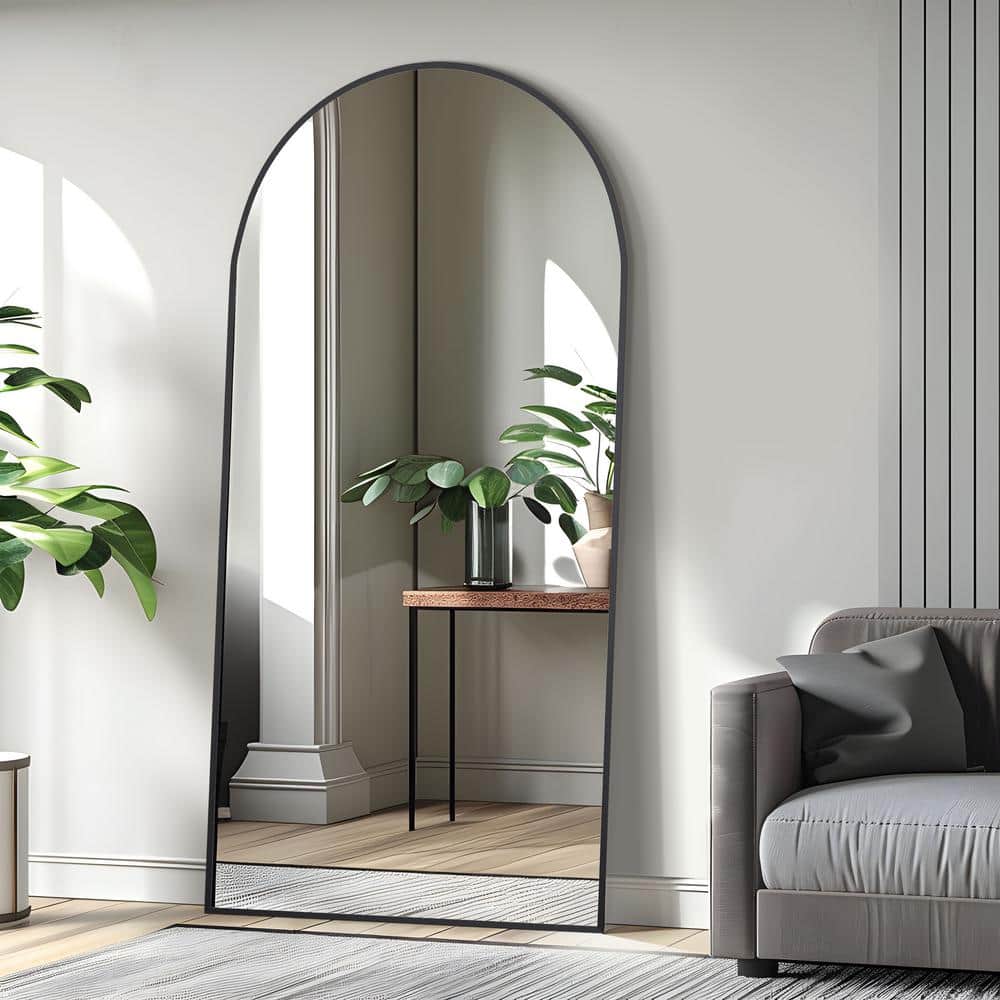 36 in. W. x 75 in. H Full Length Arched Free Standing Body Mirror, Metal Fr
