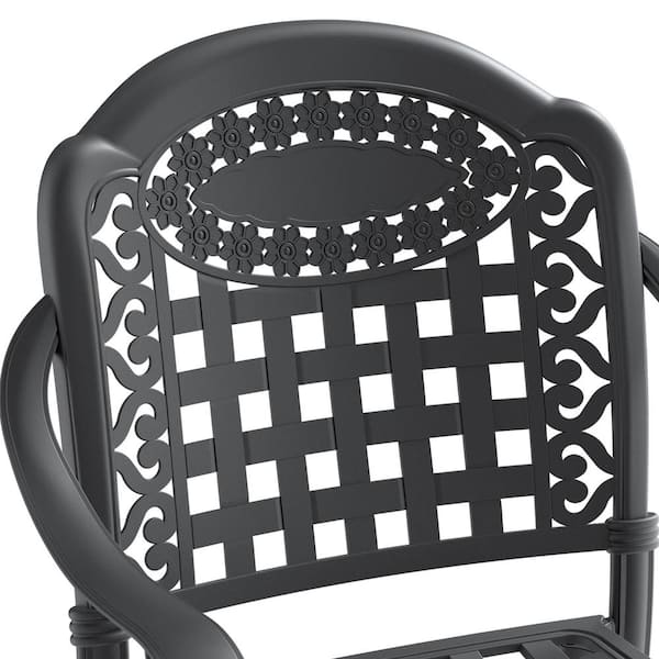 Black Cast Aluminum Outdoor Dining Chairs, Patio All-weather