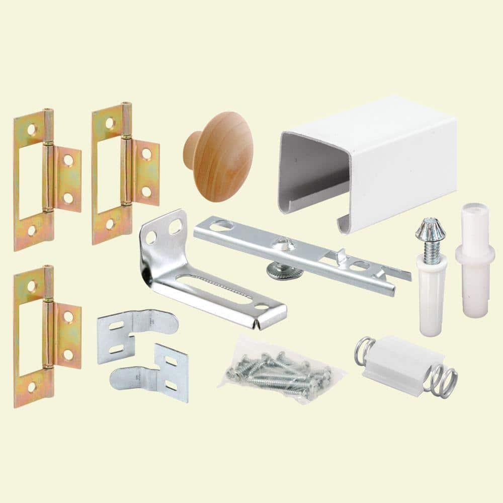 White Painted Steel Bi-Fold Closet Door Track Kit