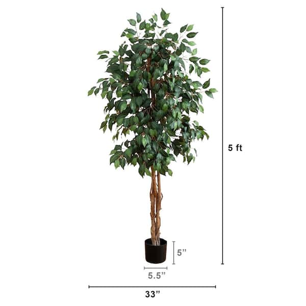 Nearly Natural 5 ft. Artificial High Indoor Ficus Tree 5208 - The