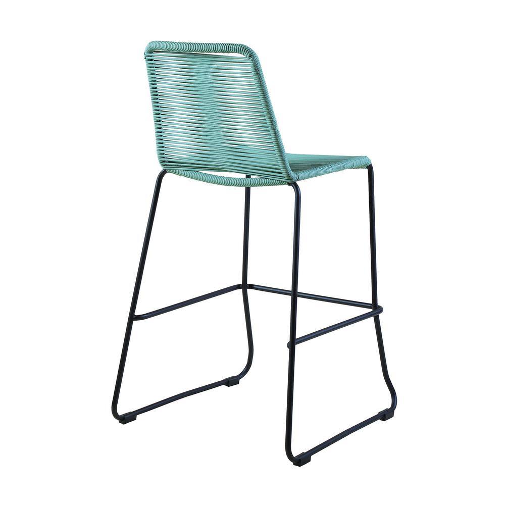 Shasta 26" Green Rope and Metal Outdoor Counter Stools - Set of 2