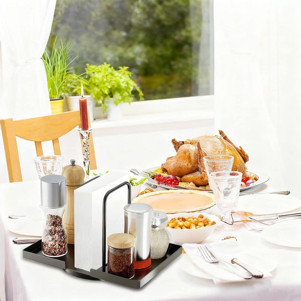 Rotating Napkin Holder with Salt and Pepper Shakers Storage, Metal Paper Towel Holder for Table Not Including Shakers price history on PriceWatchPro