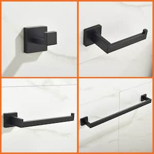 5-Piece Bath Hardware Set Mounting Hardware Included in Matte Black