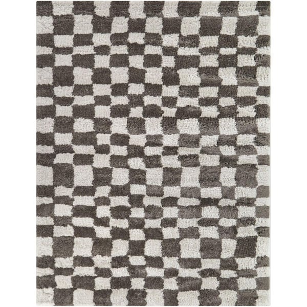 Unbranded Percival Taupe 7 ft. 10 in. x 10 ft. Checkered Area Rug