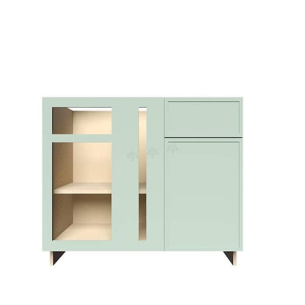 Slim Shaker Assembled 39 in. W x 34.5 in. H x 24 in. D Blind Corner Base Kitchen Cabinet in Green