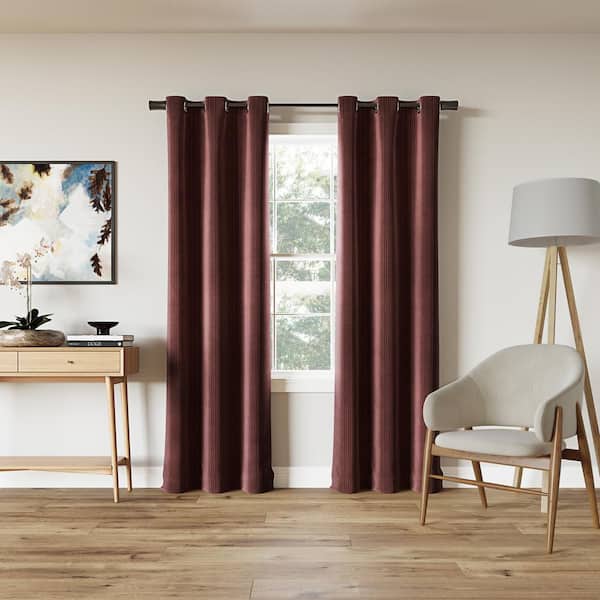 Lined Velour Curtains - Wine