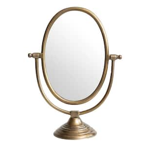 15.5 in. W x 21 in. H Antique Aluminum Glamorous Decorative Mirror on Stand