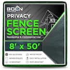 8 ft. x 50 ft. Green Privacy Fence Screen Netting Mesh with Reinforced Eyelets for Chain Link Garden Fence
