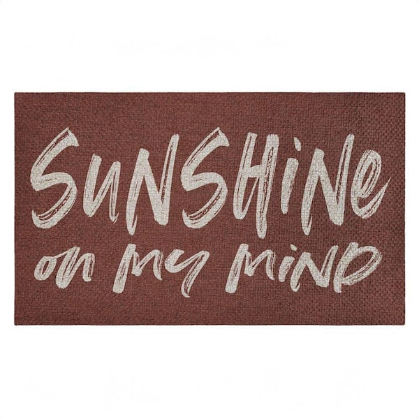 Brown Sunshine On My Mind Brown 18 in. x 30 in. Polyester Non-Slip Outdoor Door Mat