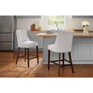 Scotsfield Biscuit Beige Channel Tufted Upholstered Bar Stools (Set of 2)