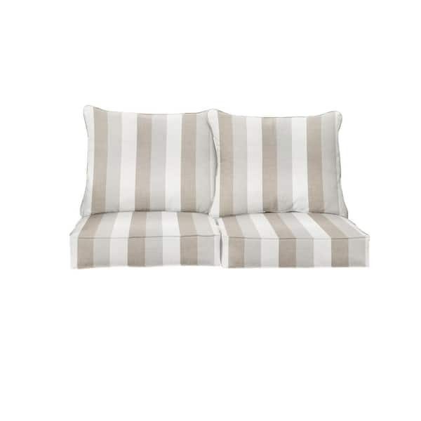 SORRA HOME 22.5 x 22.5 Sunbrella Direction Linen Deep Seating Indoor/Outdoor Loveseat Cushion