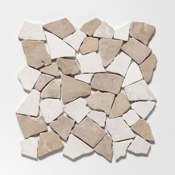 Apollo Tile Desert Hills Gray and Beige 12-in x 14-in Polished Natural Stone Marble Uniform Squares Patterned Floor and Wall Tile (5.53-sq. ft/ Carton)