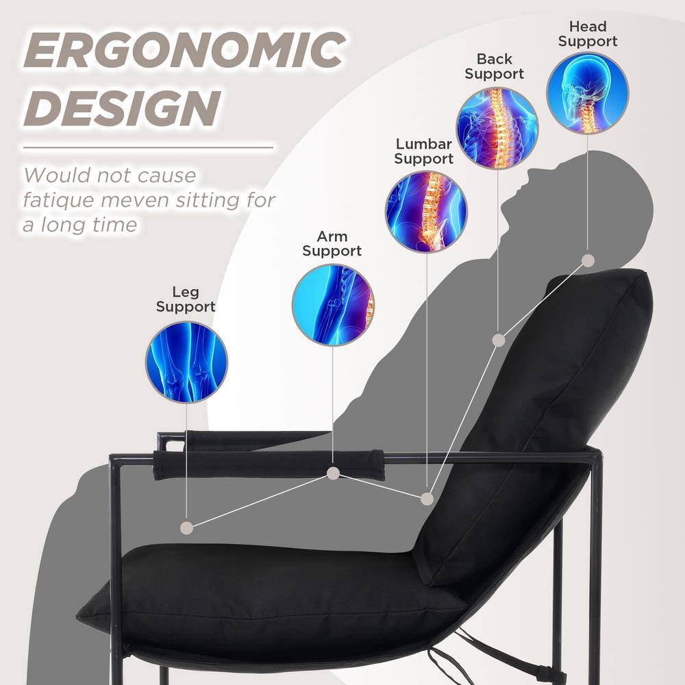 Black Microfiber Metal Frame Modern Accent Chair