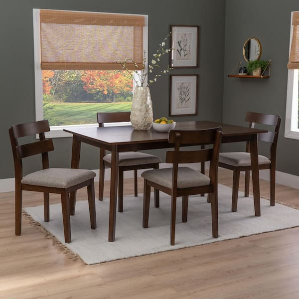 Jenny 5-Piece Rectangle Brown Wood Top Dining Room Set Seats 4