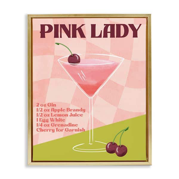 Retro Pink Lady Recipe by Deane Beesley Gold Floater Frame Food Graphic Art Print 21 in. x 17 in.