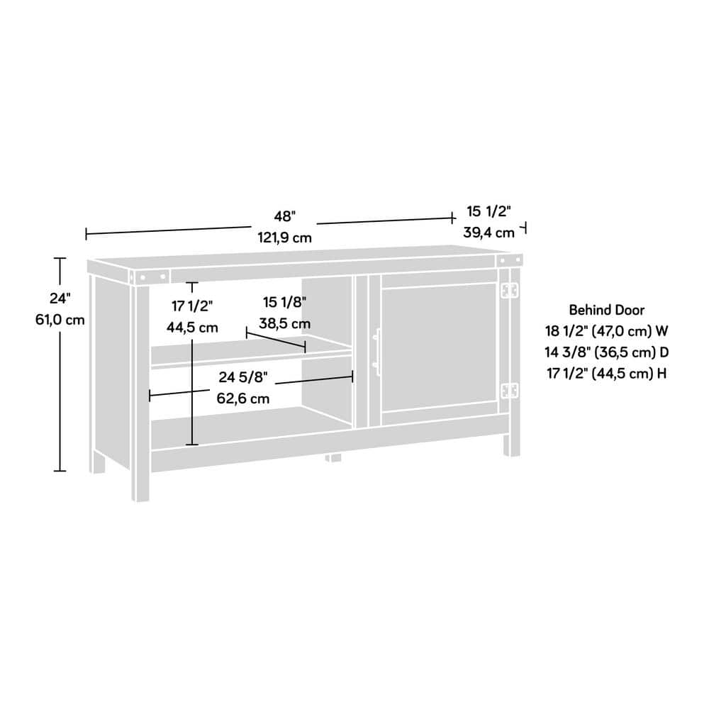 Orchard Oak 48" TV Stand with Cabinet and Shelves